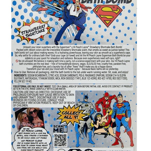Hi Peach Layne JLA 4 Bath Bomb Bundle, Flash, Batman, Superman, Wond Woman - Picture 6 of 13